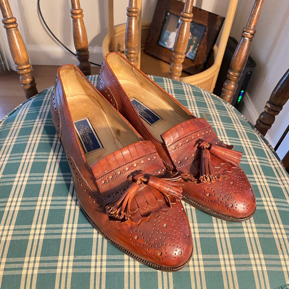 Cole Haan Bragano, Made in Italy, Men's Brown Leather Tassel Loafers